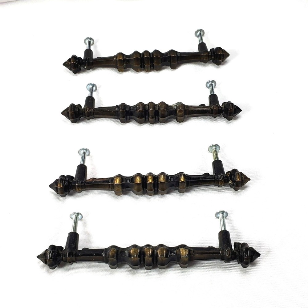 Vintage Antique-Style Amerock Bronze Cabinet Drawer Pull Handles Set Of 4